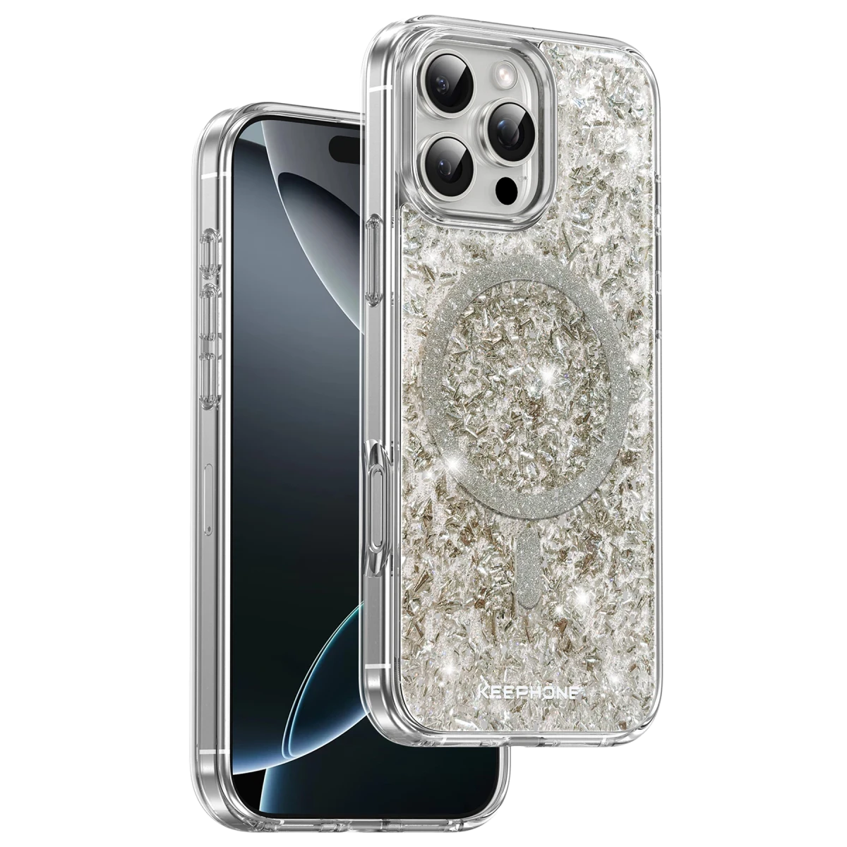 Keephone Apple iPhone 16 Pro Interstellar Glitter Magsafe Kılıf - Gri