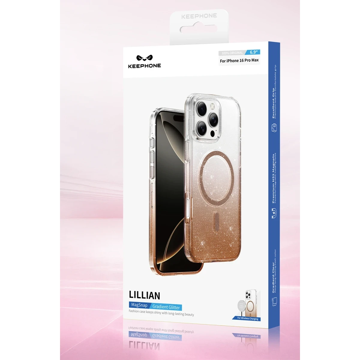 Keephone Apple iPhone 16 Pro Lillian Simli Magsafe Kılıf - Siyah