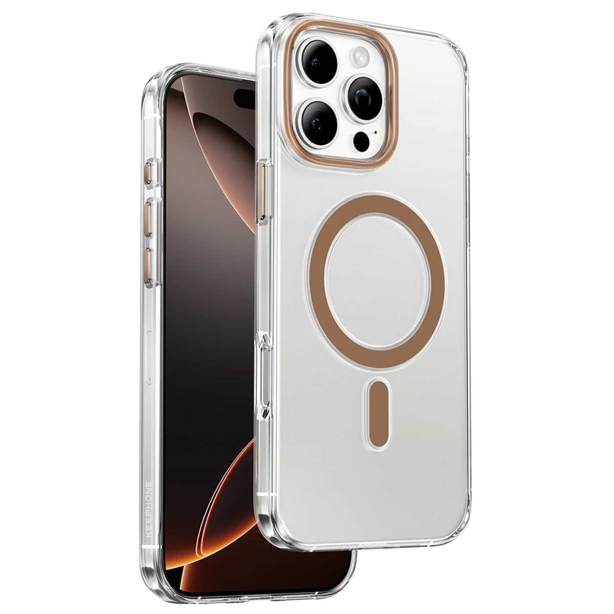 Keephone Apple iPhone 16 Pro Max Aurora Şeffaf Magsafe Kılıf - Çöl Titanyum