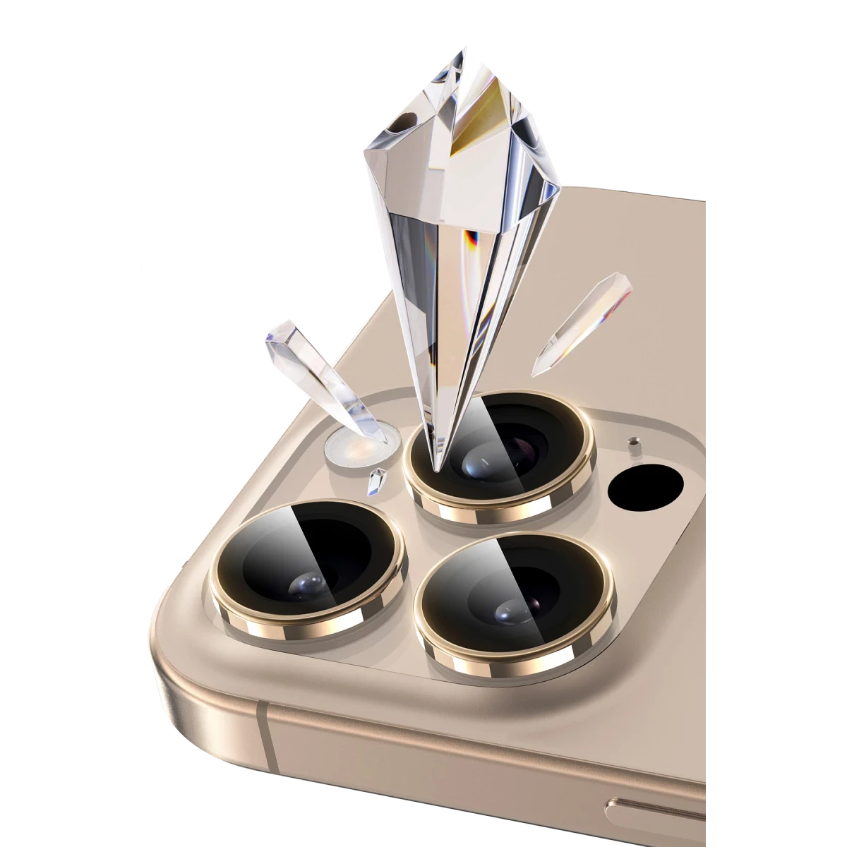 Keephone Apple iPhone 16 Pro Max Bright PVD Metal Kamera Lens - Çöl Titanyum