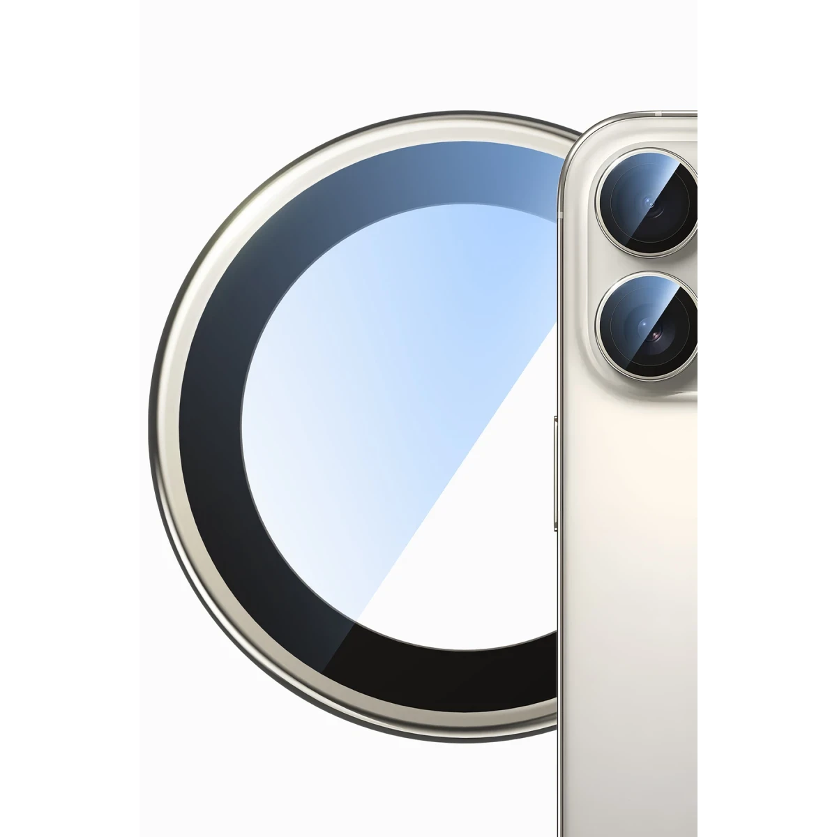 Keephone Apple iPhone 16 Pro Max Bright PVD Metal Kamera Lens - Çöl Titanyum