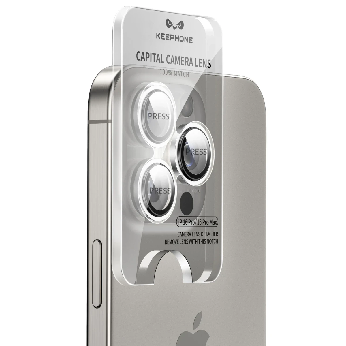 Keephone iPhone 16 Pro Max Capital Alüminyum AR Kamera Lens Koruyucu - Siyah