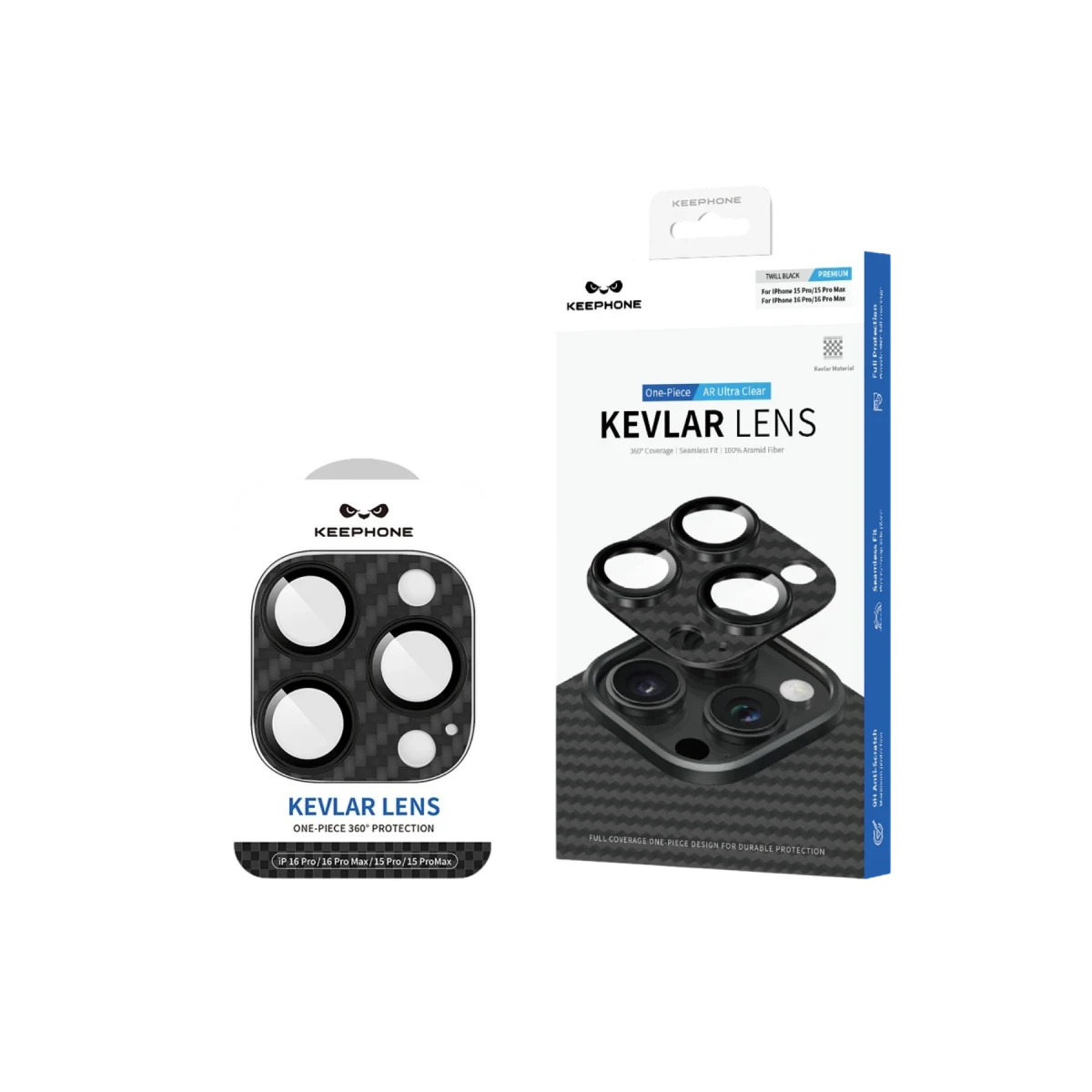 Keephone iPhone 16 Pro Max Kevlar Kamera Lens - Siyah 2