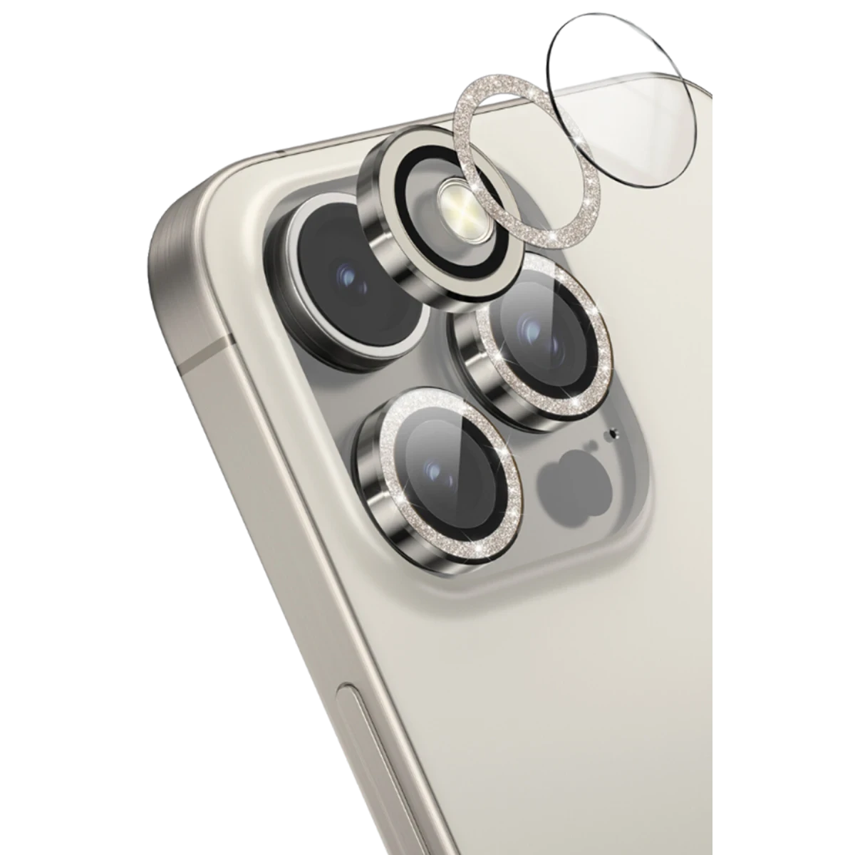 Keephone iPhone 16 Pro Max Maria Simli Kamera Lens Koruyucu - Titanyum