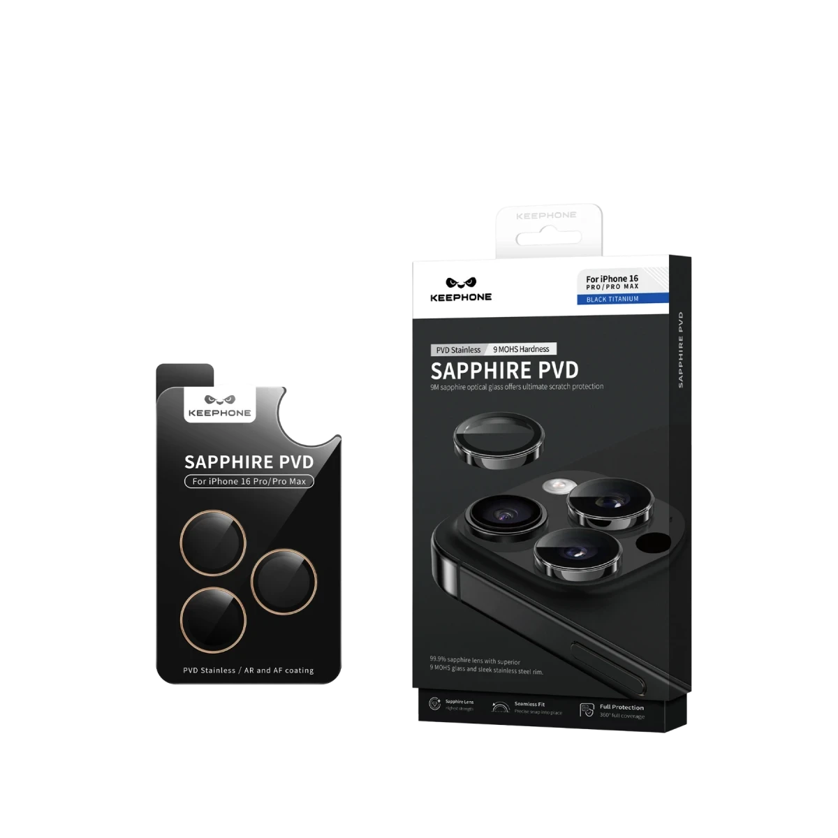 Keephone iPhone 16 Pro Max Sapphire PVD Kamera Lens - Gümüş