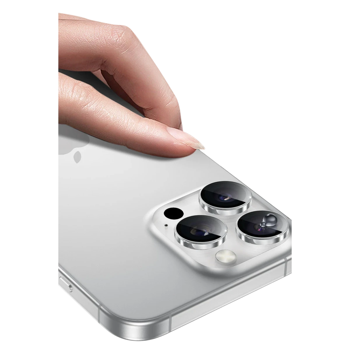 Keephone Apple iPhone 16 Pro Max Sapphire PVD Kamera Lens - Gümüş