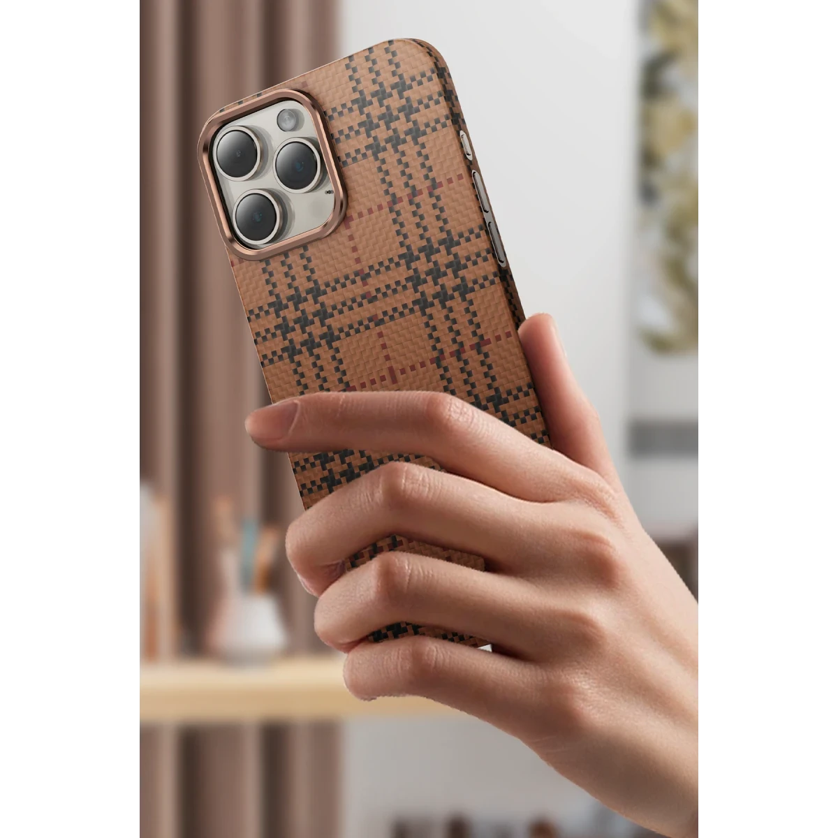 Keephone iPhone 16 Pro Max Scots Kevlar Magsafe Kılıf - Natural Grey