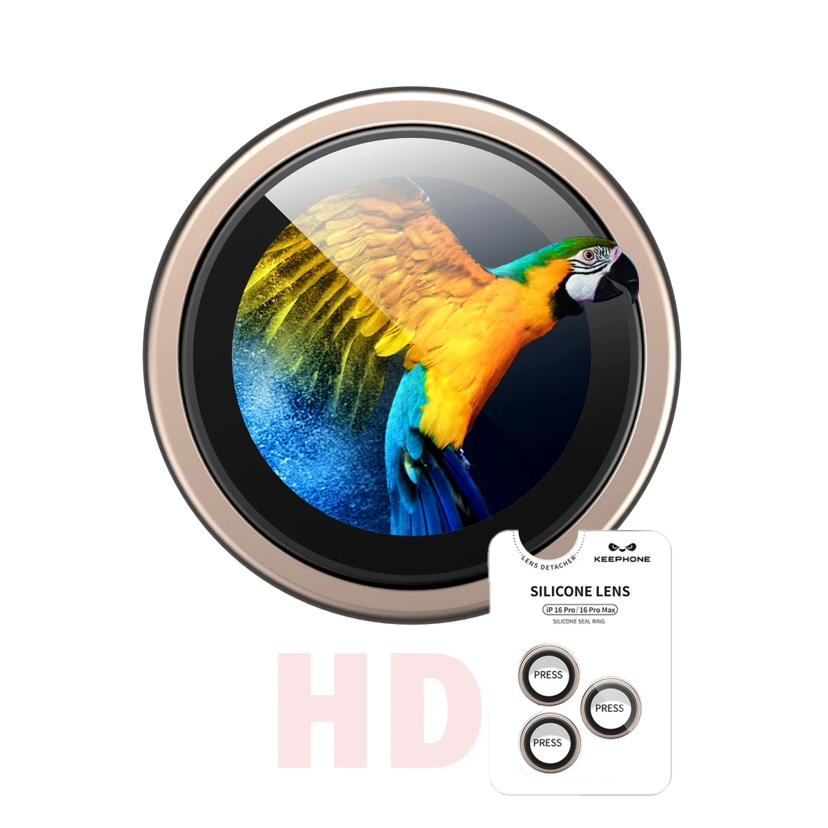 Keephone iPhone 16 Pro Max Silikon Metal Kamera Lens Koruyucu - Natural Grey