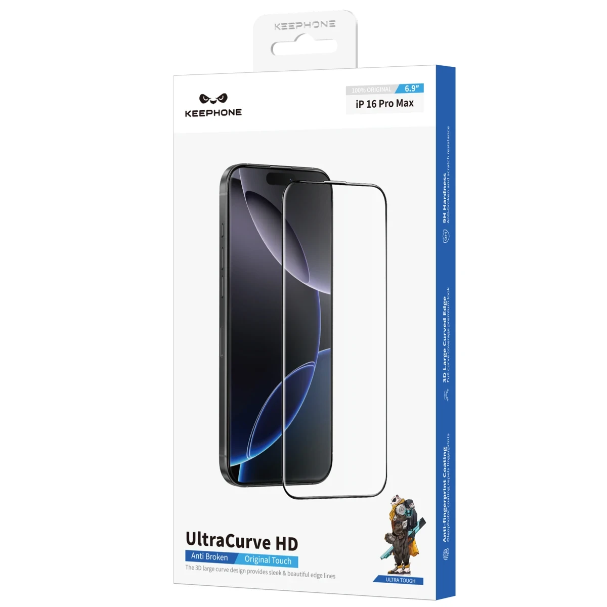 Keephone iPhone 16 Pro Max UltraCurve HD 3D Cam Ekran Koruyucu - Siyah