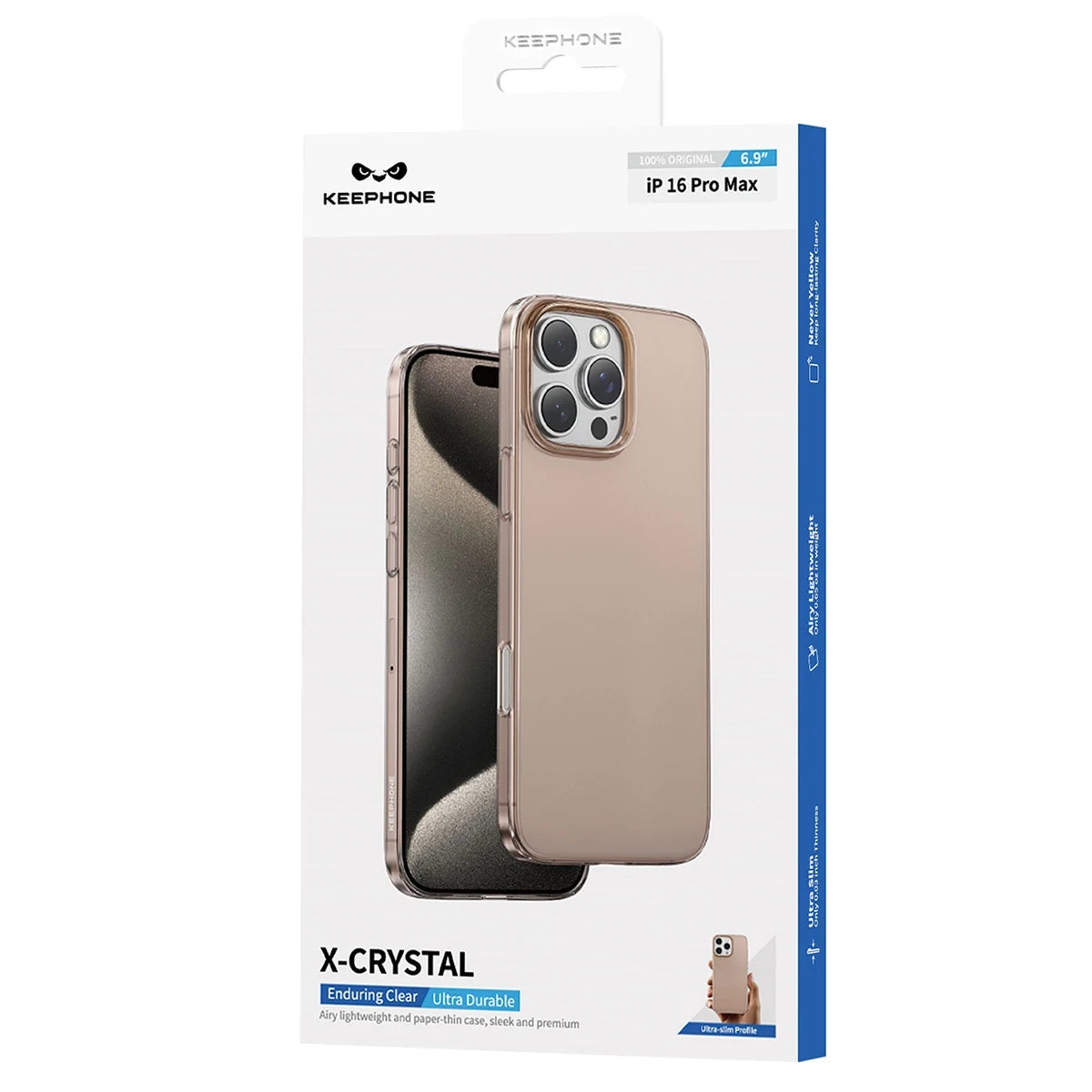 Keephone Apple iPhone 16 Pro X-Crystal Slim Kılıf - Natural Titanyum