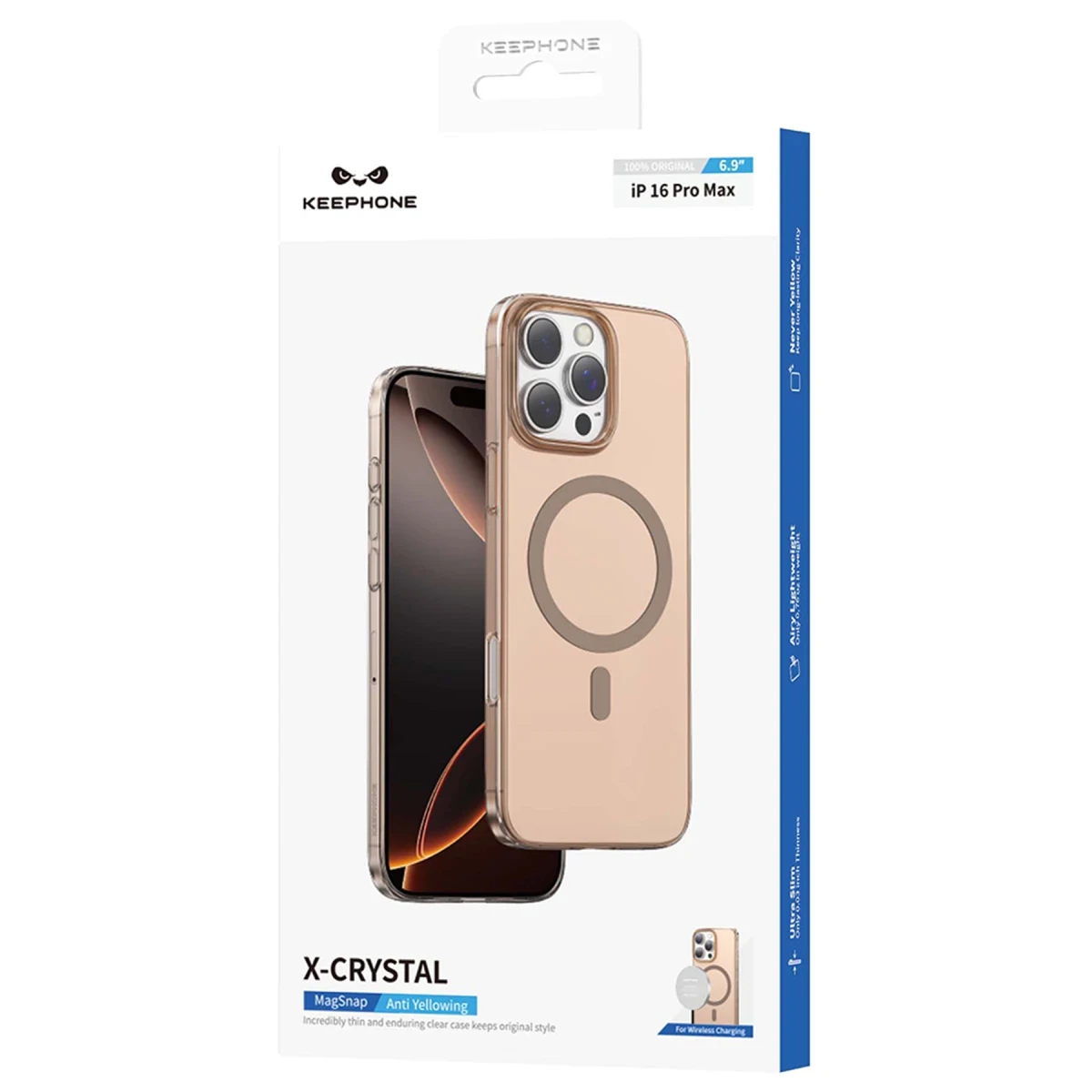 Keephone Apple iPhone 16 Pro X-Crystal Slim Magsafe Kılıf - Natural Grey