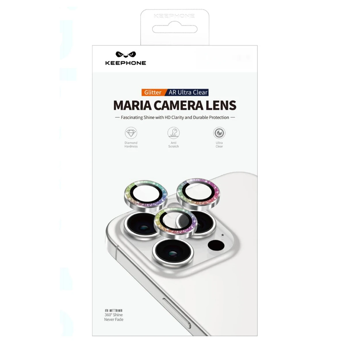 Keephone iPhone 17 Pro Max Maria Simli Kamera Lens Koruyucu - Gümüş