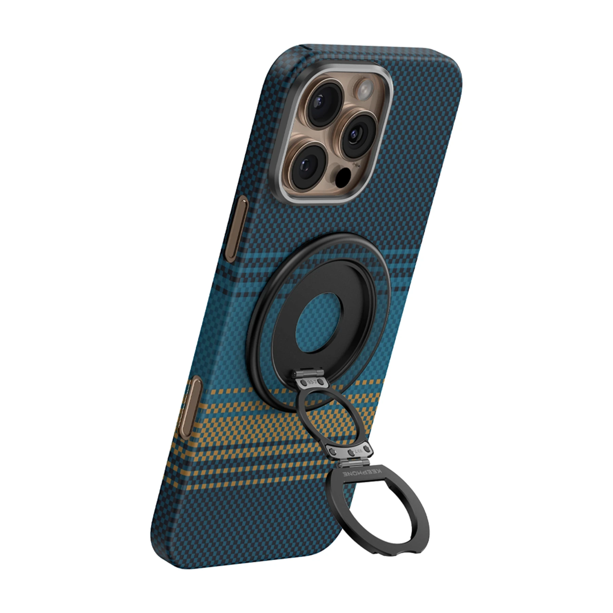 Keephone Kevlar Grip 360 Manyetik Magsafe Kickstand Yüzük - Coral Orange