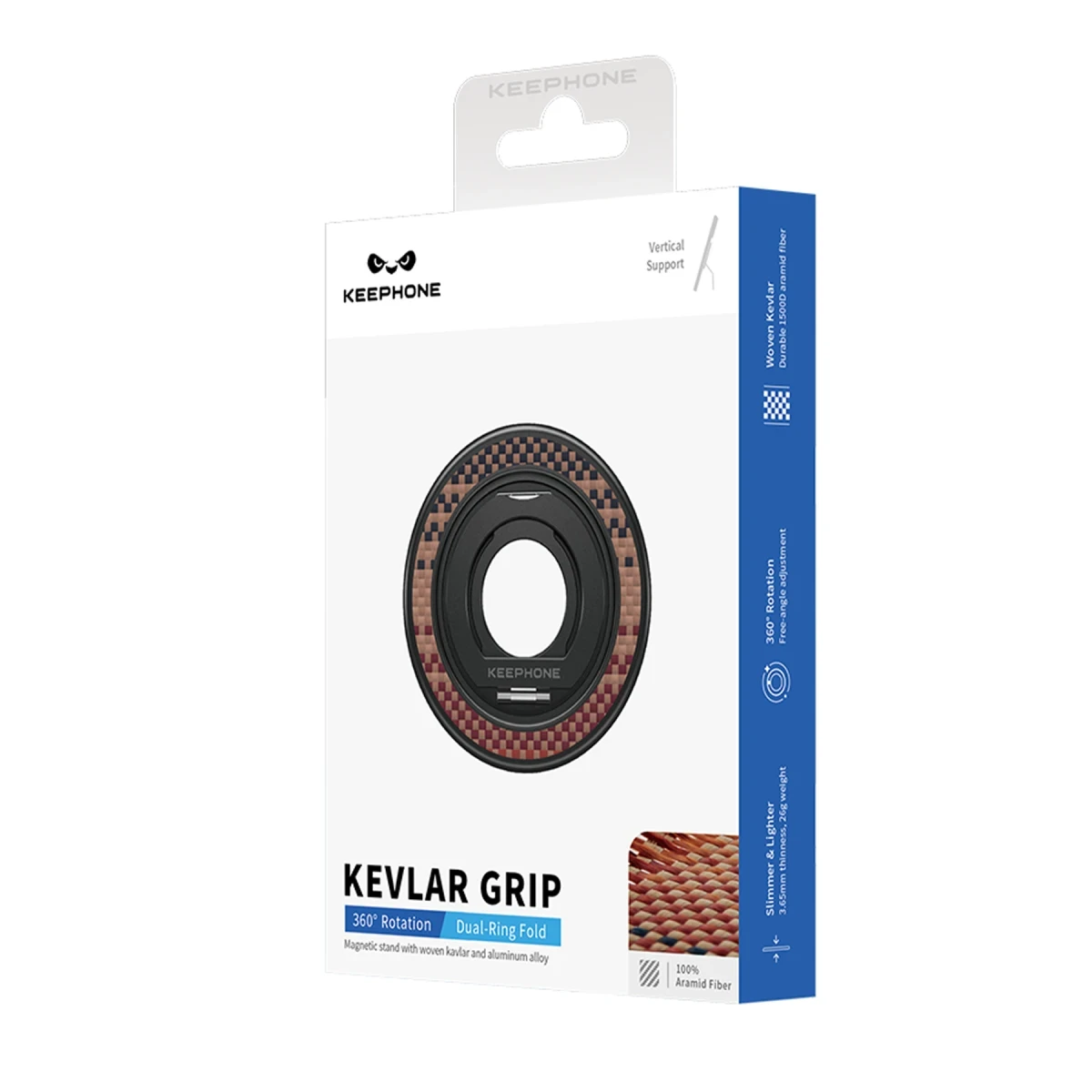 Keephone Kevlar Grip 360 Manyetik Magsafe Kickstand Yüzük - Turuncu 2