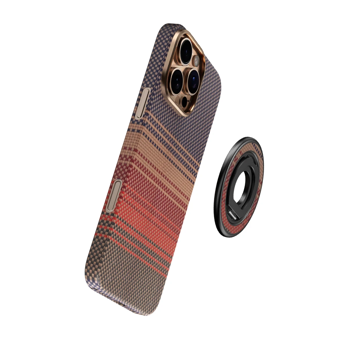 Keephone Kevlar Grip 360 Manyetik Magsafe Kickstand Yüzük - Turuncu 2