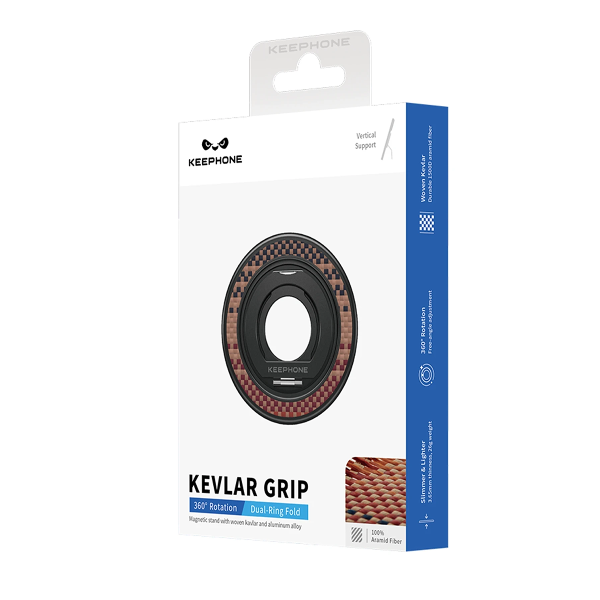 Keephone Kevlar Grip 360 Manyetik Magsafe Kickstand Yüzük - Lacivert