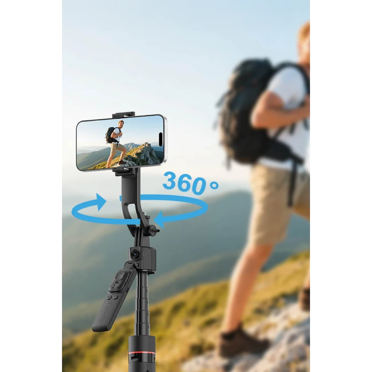 Keephone KP-LA06 BuddyCam 360 Derece AI Auto-Tracking Özellikli BT Selfie Gimbal – Siyah