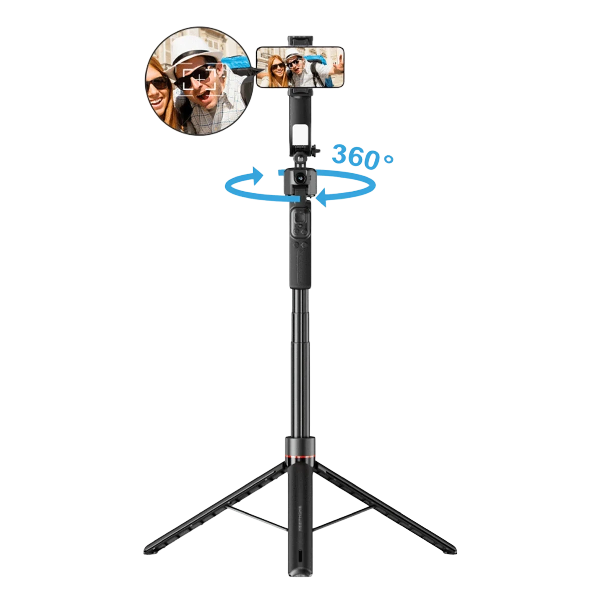 Keephone KP-LA06 BuddyCam 360 Derece AI Auto-Tracking Özellikli BT Selfie Gimbal – Siyah