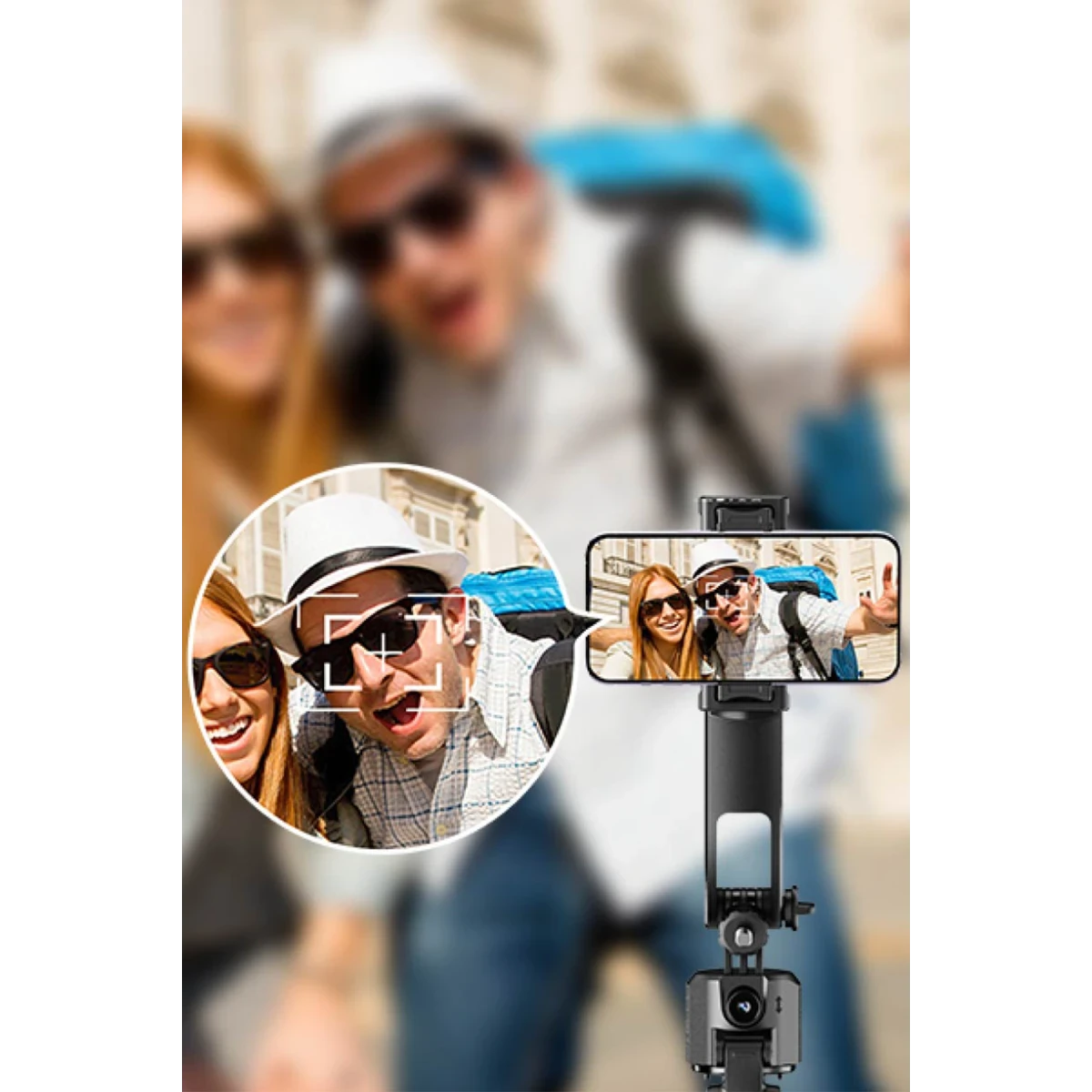 Keephone KP-LA06 BuddyCam 360 Derece AI Auto-Tracking Özellikli BT Selfie Gimbal – Siyah