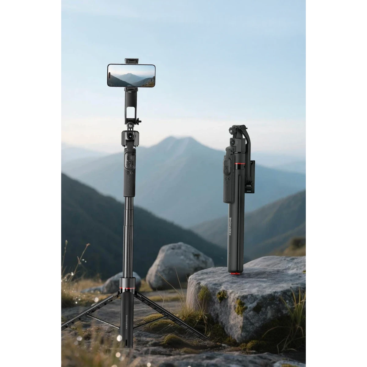 Keephone KP-LA06 BuddyCam 360 Derece AI Auto-Tracking Özellikli BT Selfie Gimbal – Siyah