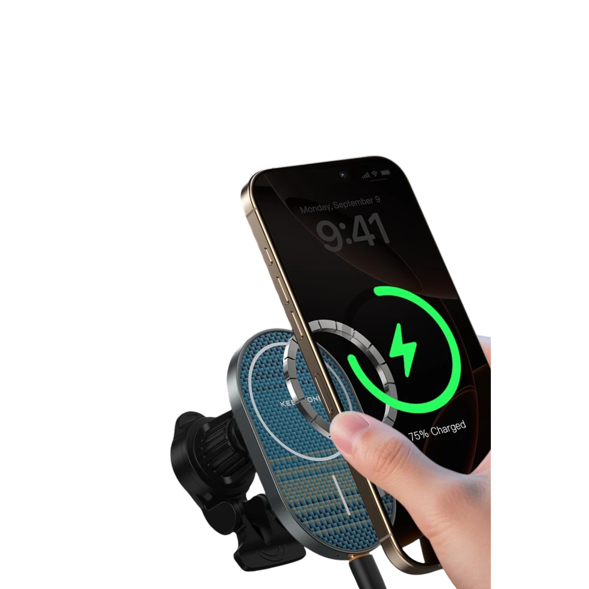 Keephone KPW-081 Kevlar Seanova 2in1 360 Derece Ayarlanabilir 15W Kablosuz Şarj Destekli Manyetik Magsafe Telefon Tutucu - Gün Batımı