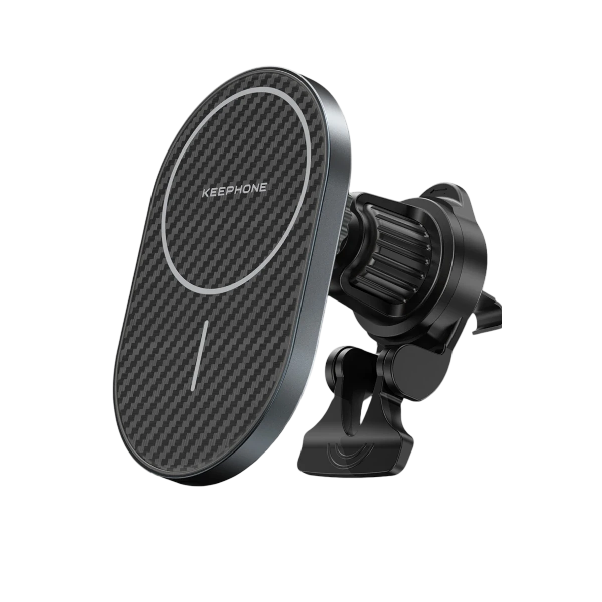 Keephone KPW-081 Kevlar Seanova 2in1 360 Derece Ayarlanabilir 15W Kablosuz Şarj Destekli Manyetik Magsafe Telefon Tutucu - Siyah