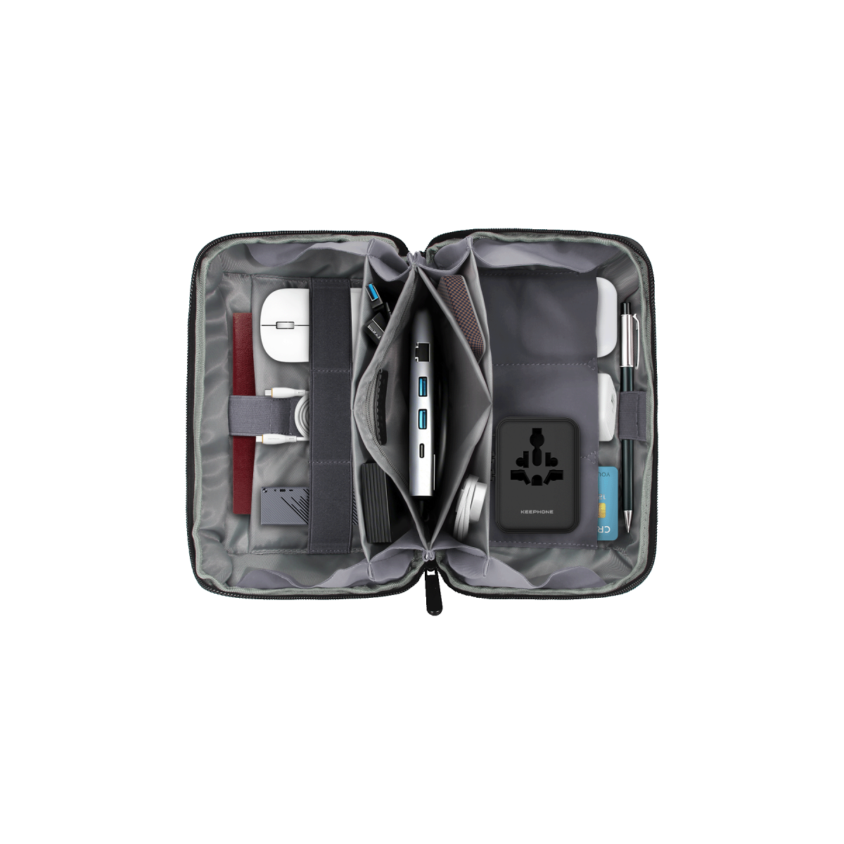 Keephone KP-LB03 Lindy Çok Amaçlı Seyahat Organizer Çantası - Siyah