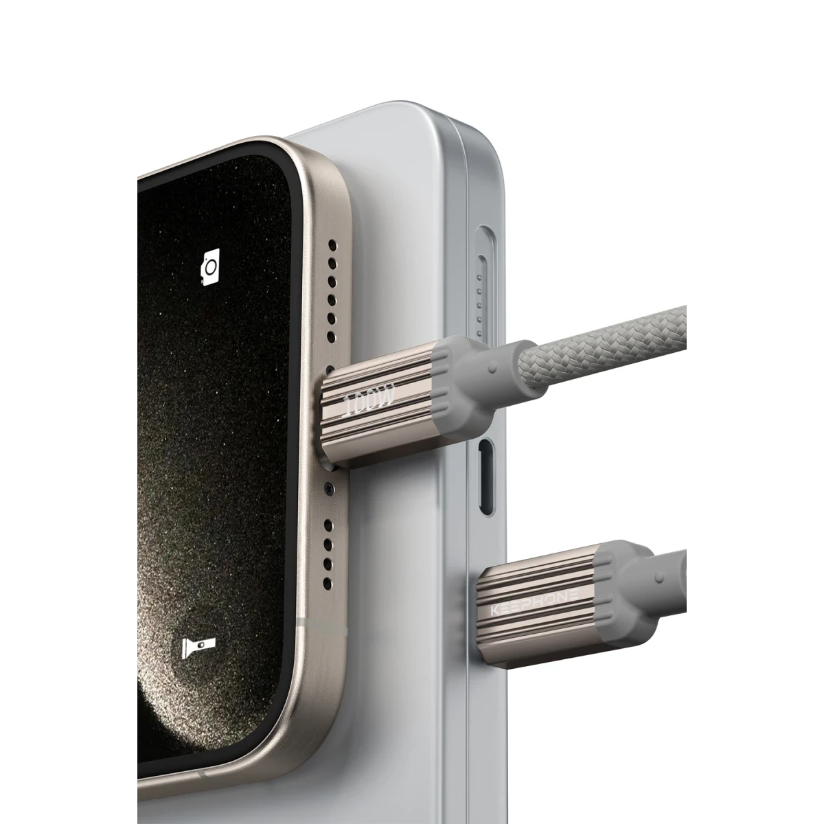 Keephone Magcoil 1M 100W Örgülü Type-C to Type-C Mıknatıslı PD Hızlı Şarj Data Kablosu - Siyah