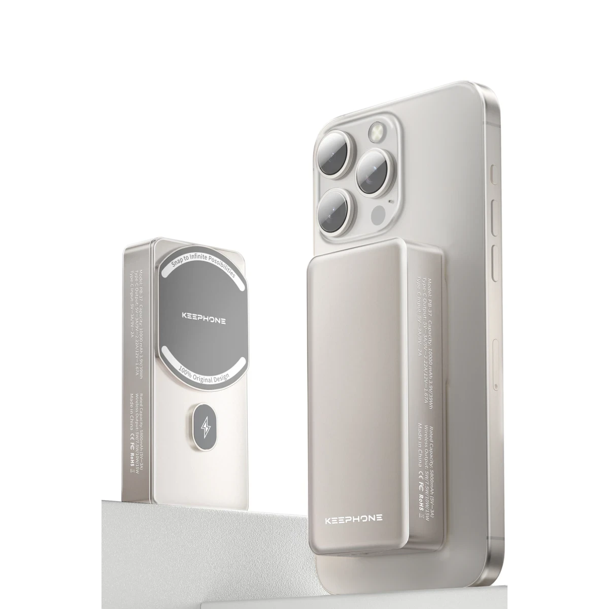 Keephone PB37 MagCube 10.000 mAh Type-C 20W PD Magsafe Destekli Powerbank - Çöl Titanyum