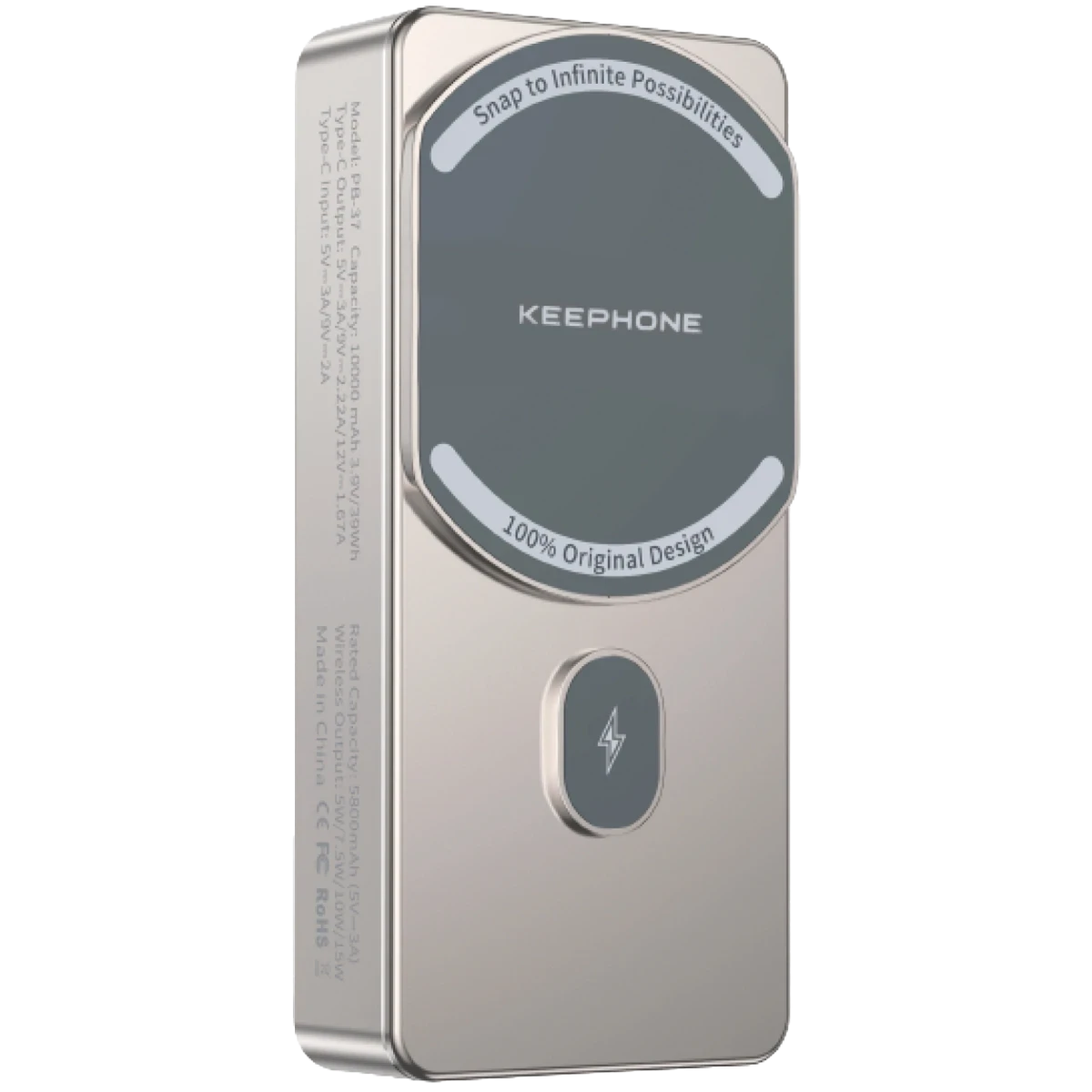 Keephone PB37 MagCube 10.000 mAh Type-C 20W PD Magsafe Destekli Powerbank - Titanyum