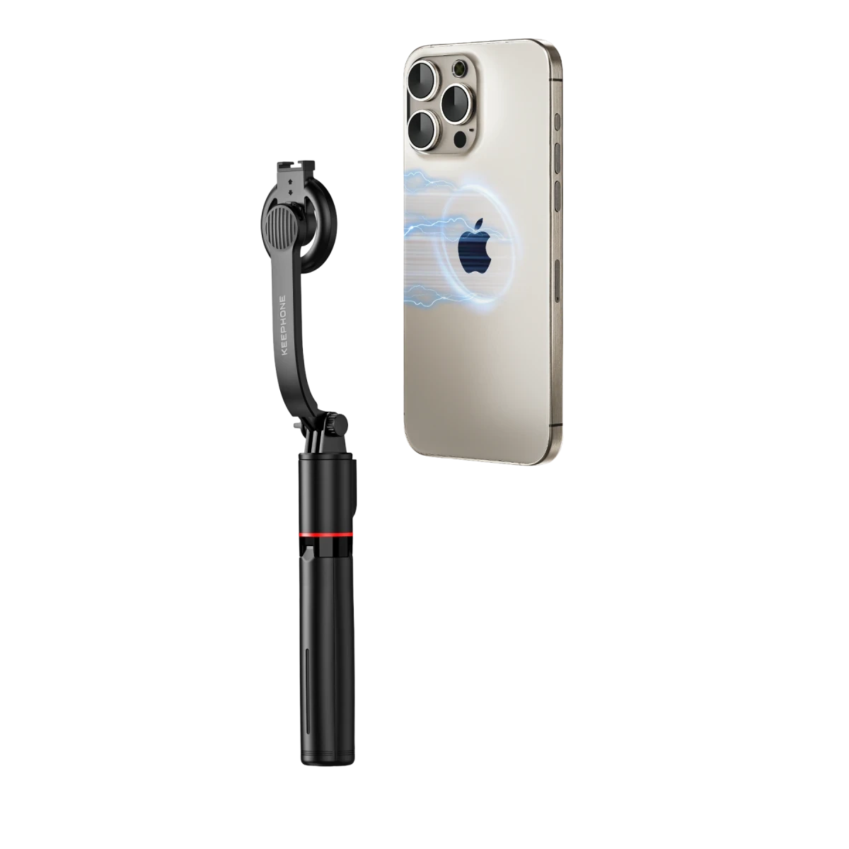 Keephone KP-LA04 MagSelfy 360 Derece Ayarlanabilir Magsafe Özellikli 104.5cm BT Selfie Gimbal - Siyah