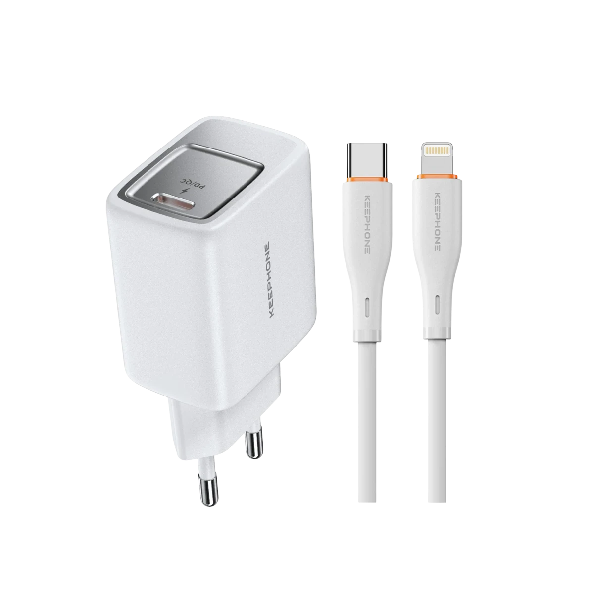 Keephone Mixeed 1 Adet 30W Hızlı Type-C Şarj Adaptörü ve 1 Adet 27W Type-C Şarj Kablosu - Beyaz