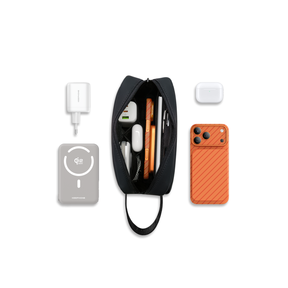Keephone KP-LB04 Nappa Çok Amaçlı Seyahat Organizer Çantası - Siyah