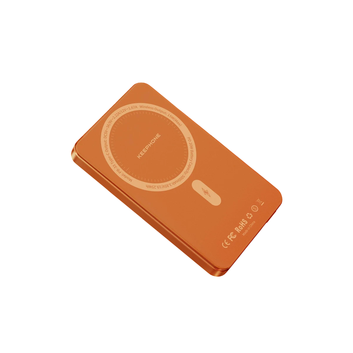 Keephone PB33 Lucci 5.000 mAh 20W Type-C 15W Kablosuz Şarj PD Magsafe Powerbank - Turuncu