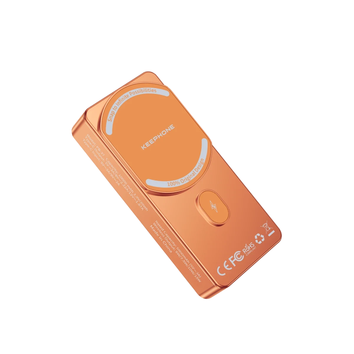 Keephone PB37 MagCube 10.000 mAh Type-C 20W PD Magsafe Destekli Powerbank - Turuncu