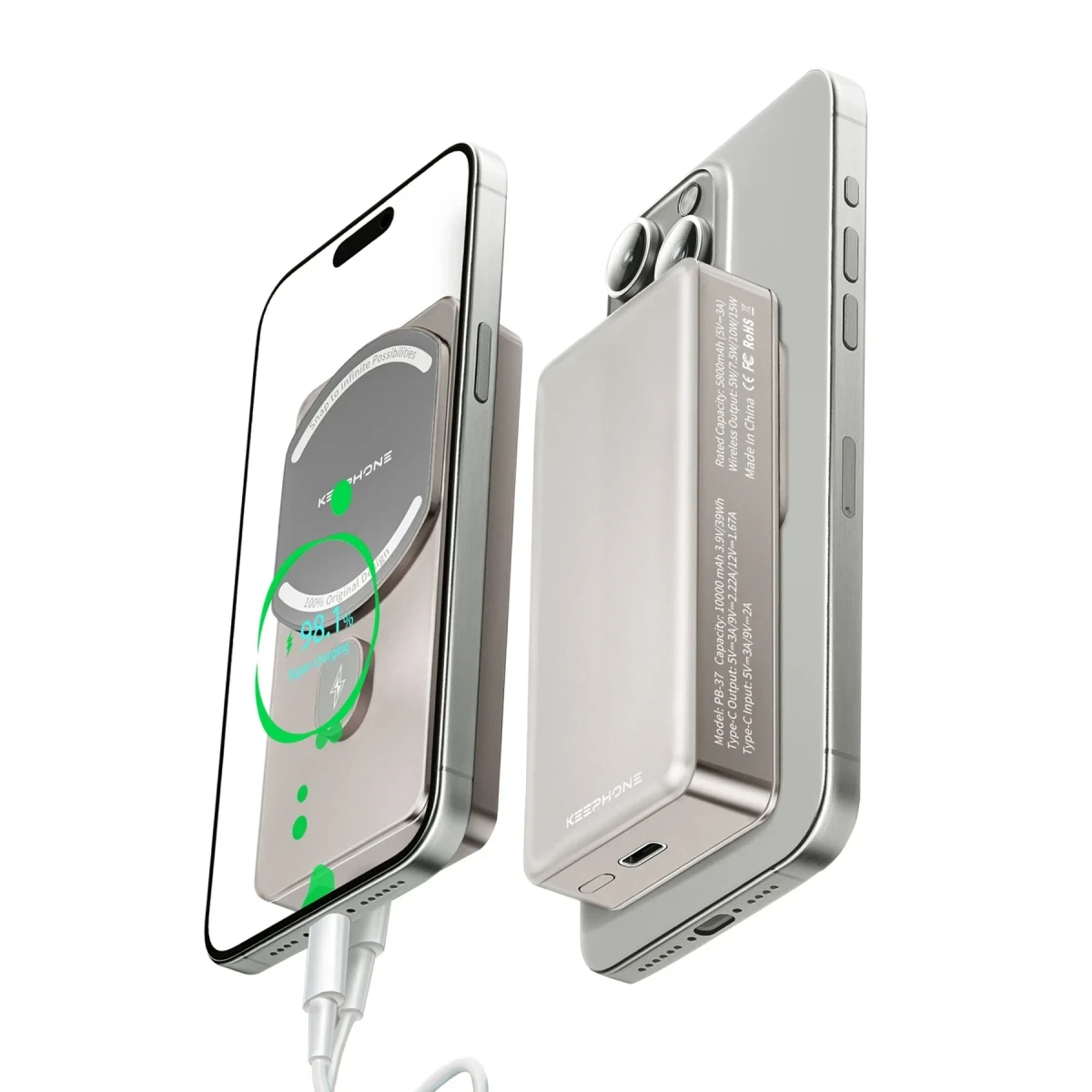 Keephone PB37 MagCube 10.000 mAh Type-C 20W PD Magsafe Destekli Powerbank - Turuncu