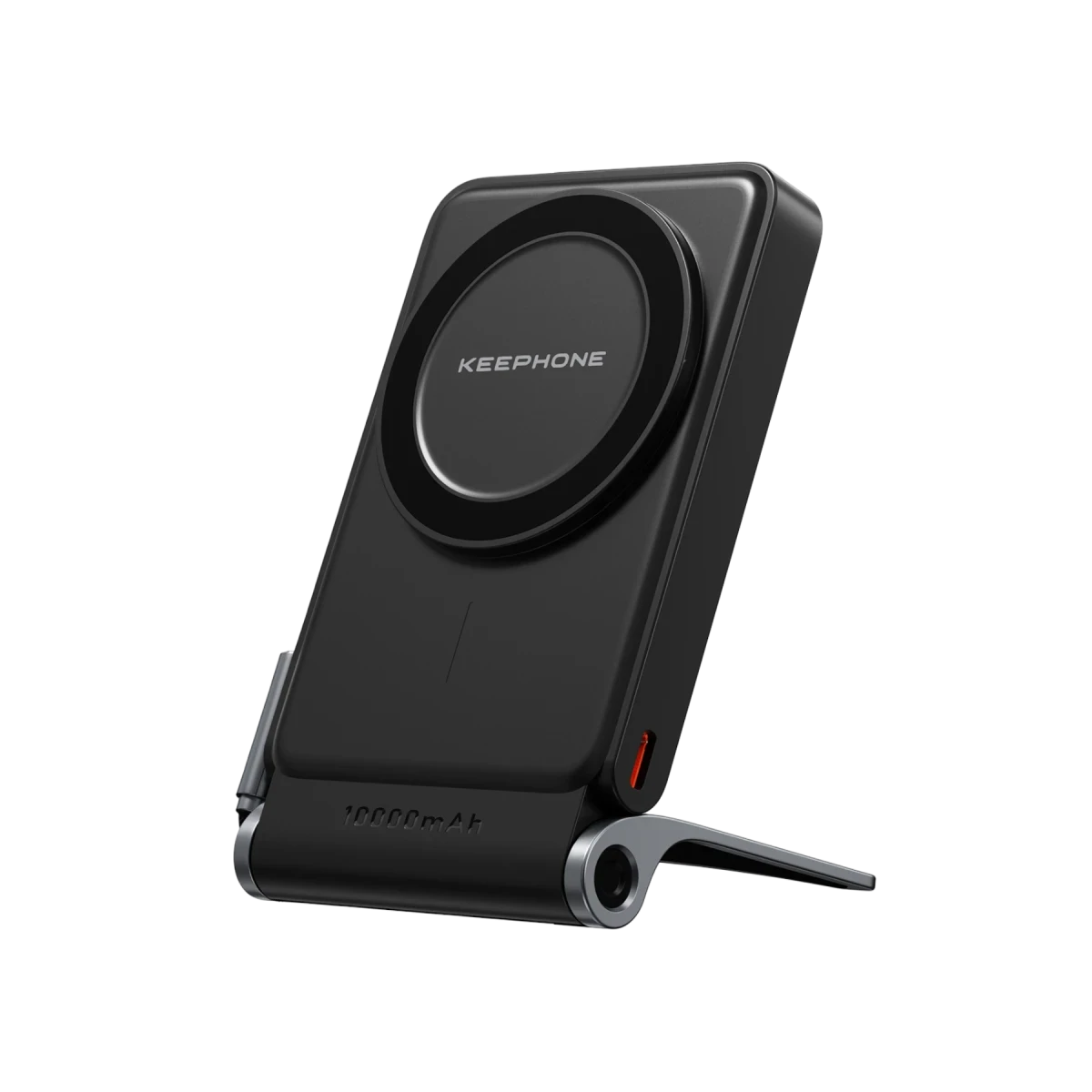 Keephone PB45 Hotta 10.000 mAh 22.5W Dahili Type-C Kablolu 15W Kablosuz Şarj Destekli Standlı PD Magsafe Powerbank - Siyah