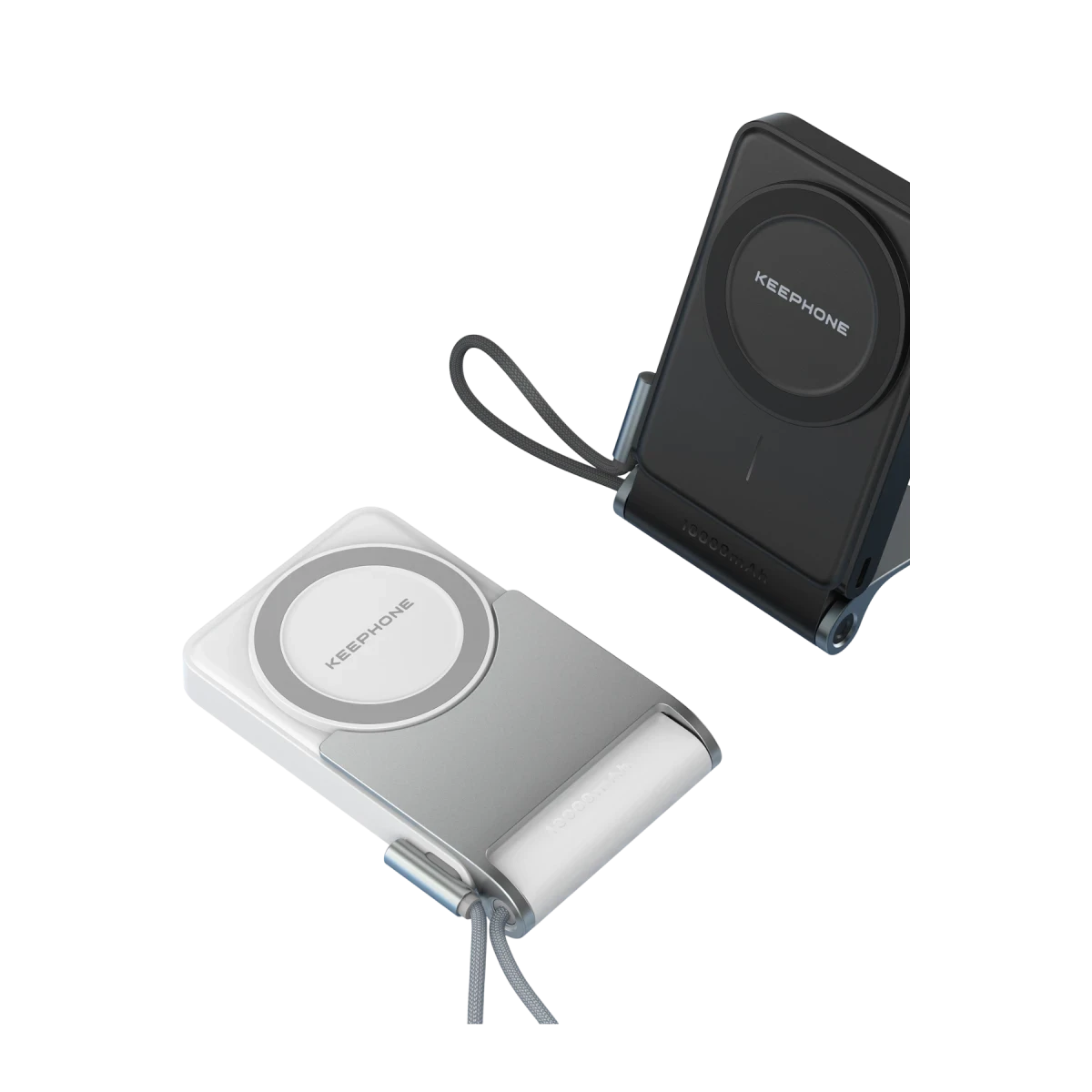 Keephone PB45 Hotta 10.000 mAh 22.5W Dahili Type-C Kablolu 15W Kablosuz Şarj Destekli Standlı PD Magsafe Powerbank - Siyah