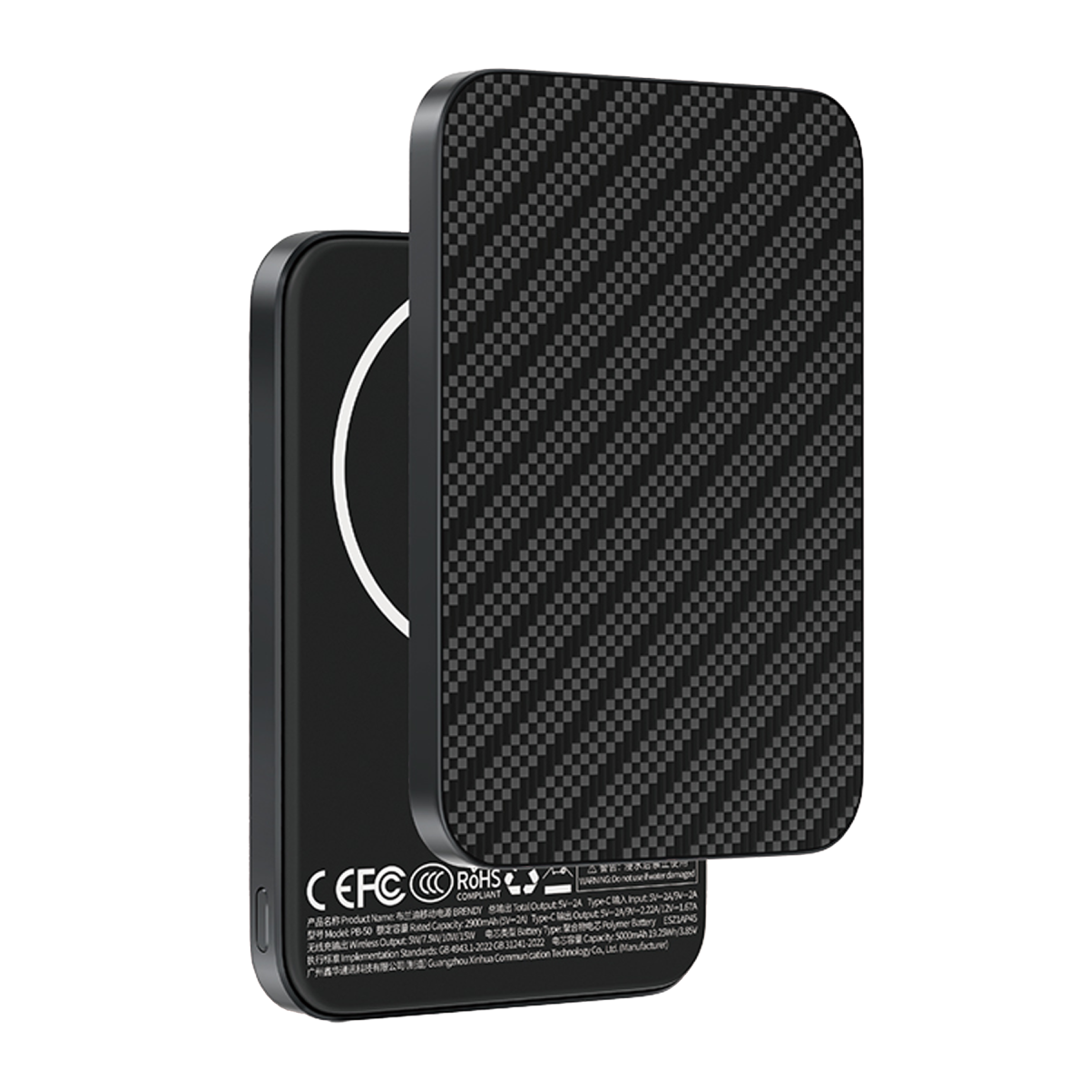Keephone PB50 Brendy Kevlar 5.000 mAh 20W Type-C ve 15W Kablosuz Şarj Destekli Magsafe Powerbank - Black Robin