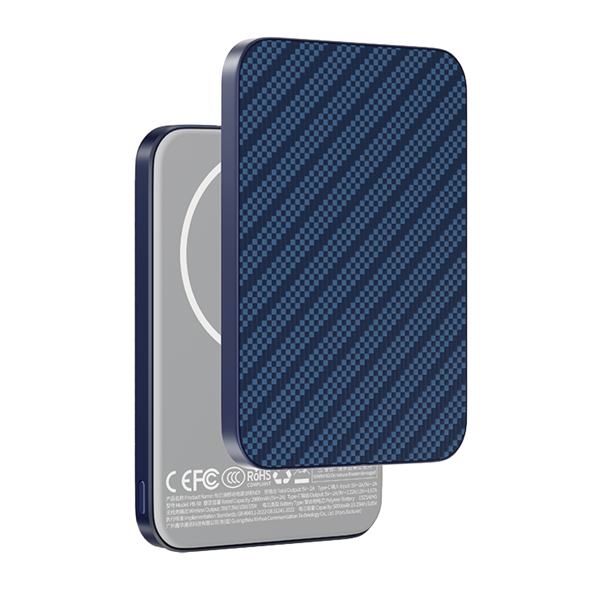 Keephone PB50 Brendy Kevlar 5.000 mAh 20W Type-C ve 15W Kablosuz Şarj Destekli Magsafe Powerbank - Lacivert