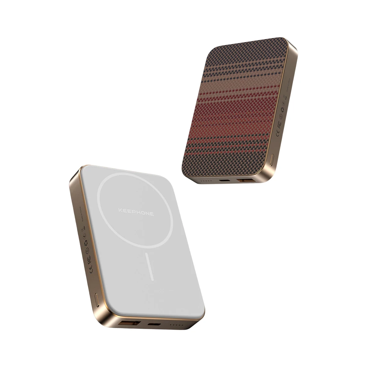Keephone PB51 Brendy Kevlar 10.000 mAh 22.5W USB 20W Type-C ve 15W Kablosuz Şarj Destekli Magsafe Powerbank - Gün Batımı