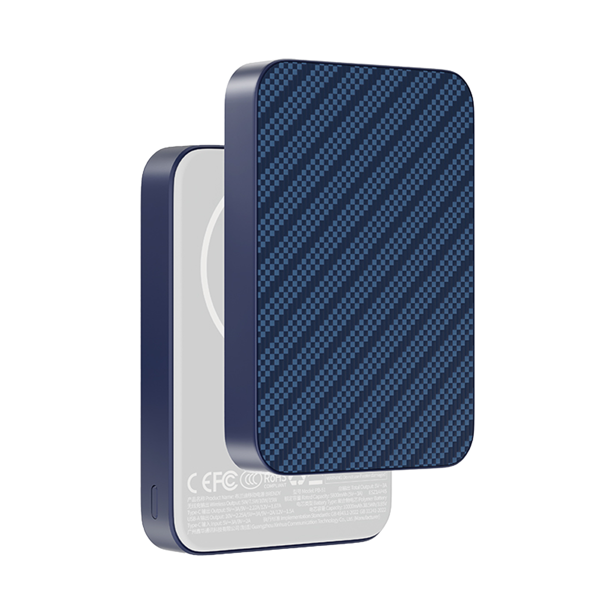 Keephone PB51 Brendy Kevlar 10.000 mAh 22.5W USB 20W Type-C ve 15W Kablosuz Şarj Destekli Magsafe Powerbank - Lacivert