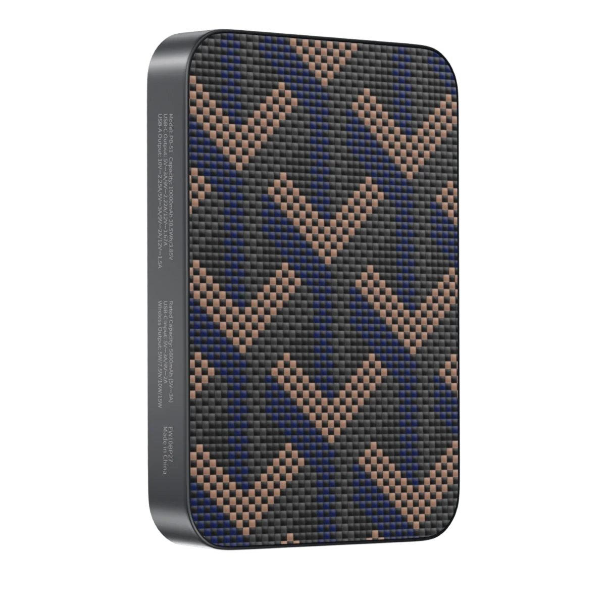 Keephone PB51 Brendy Kevlar 10.000 mAh 22.5W USB 20W Type-C ve 15W Kablosuz Şarj Destekli Magsafe Powerbank - Siyah-Sarı