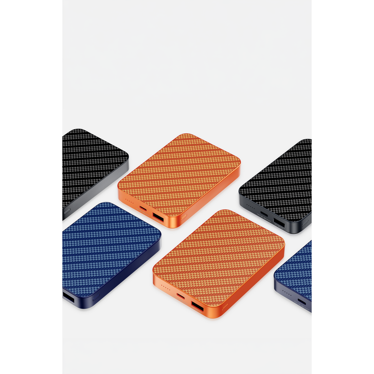 Keephone PB51 Brendy Kevlar 10.000 mAh 22.5W USB 20W Type-C ve 15W Kablosuz Şarj Destekli Magsafe Powerbank - Turuncu