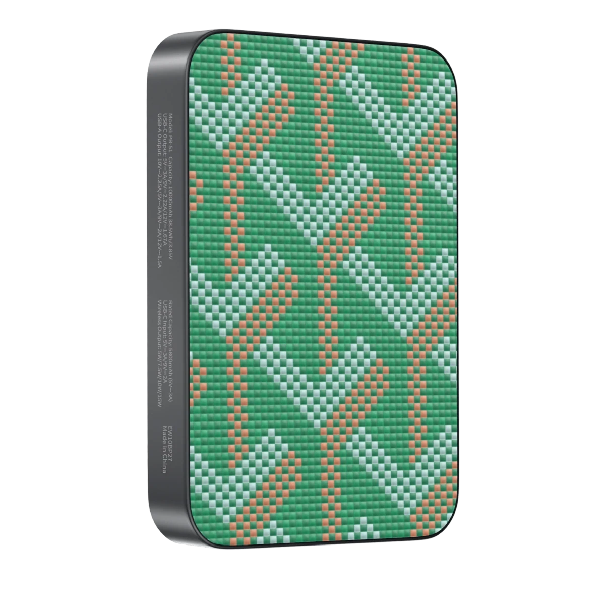 Keephone PB51 Brendy Kevlar 10.000 mAh 22.5W USB 20W Type-C ve 15W Kablosuz Şarj Destekli Magsafe Powerbank - Yeşil