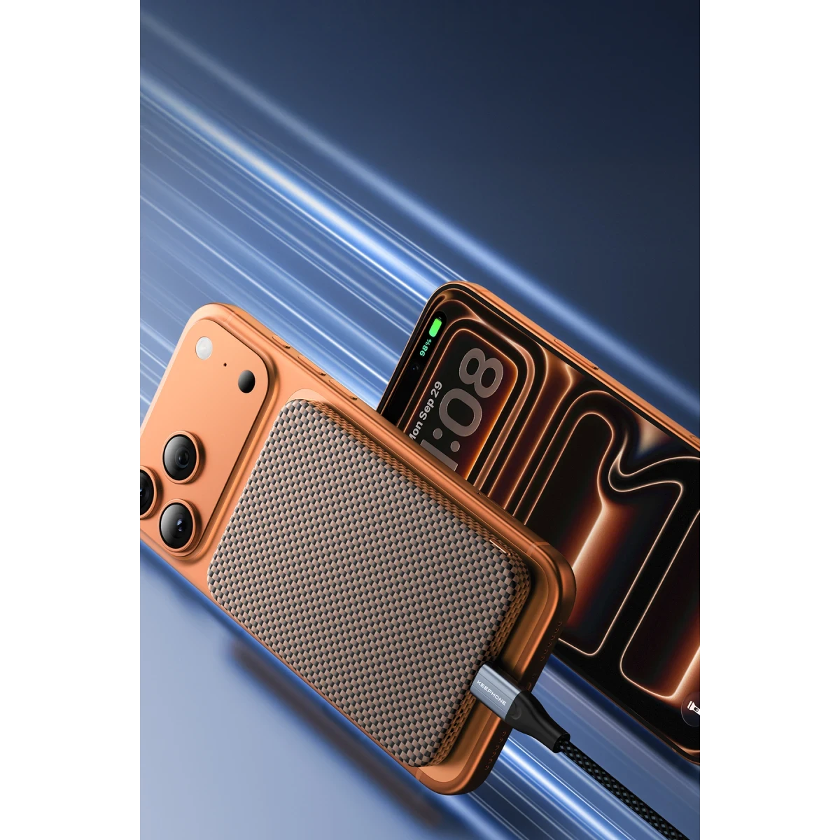 Keephone PB55 Kavos Kevlar 5.000 mAh 20W Type-C ve Semi Solid Destekli Powerbank - Aurora