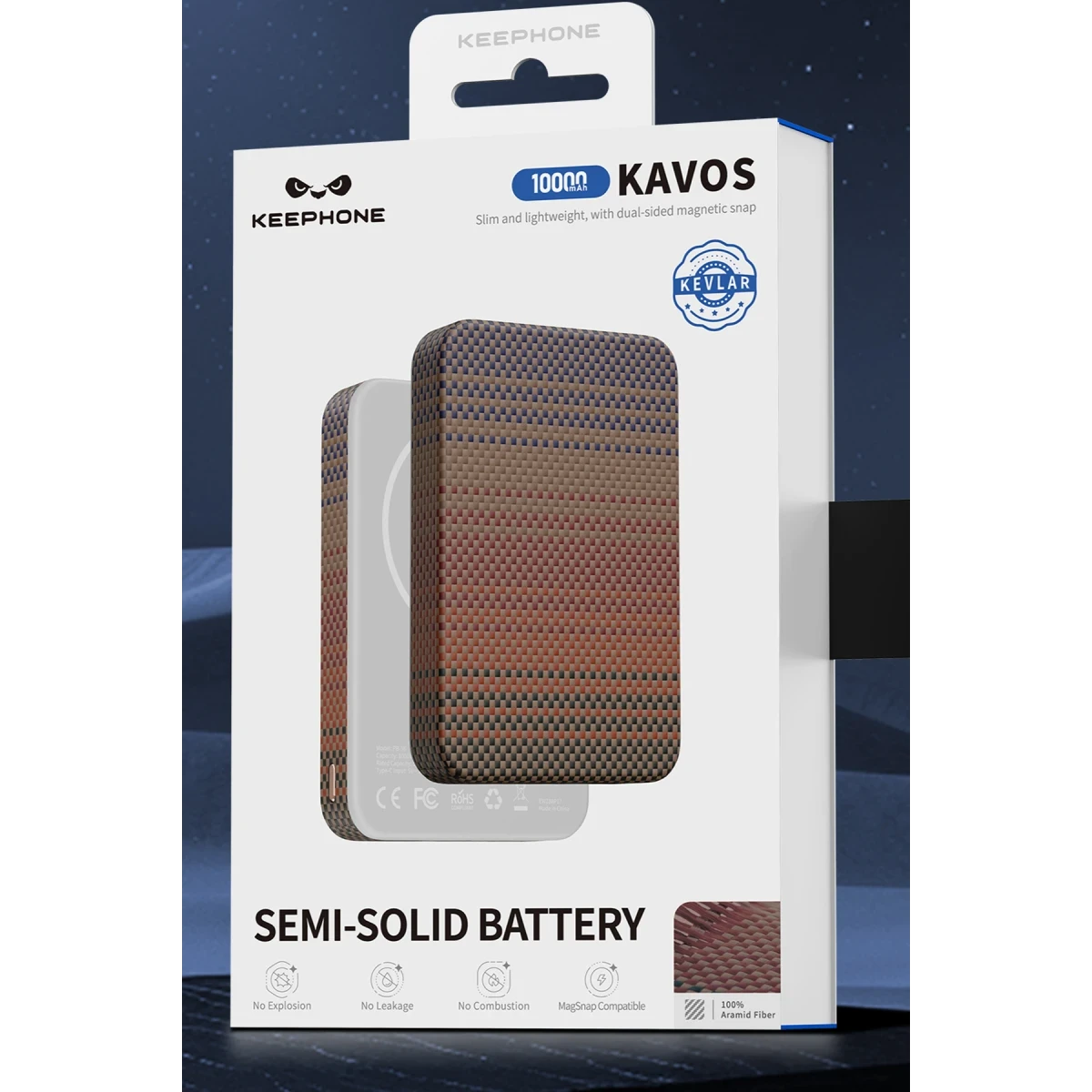Keephone PB56 Kavos Kevlar 10.000 mAh 20W Type-C ve 15W Kablosuz Şarj Destekli MagSafe Powerbank - Yeşil