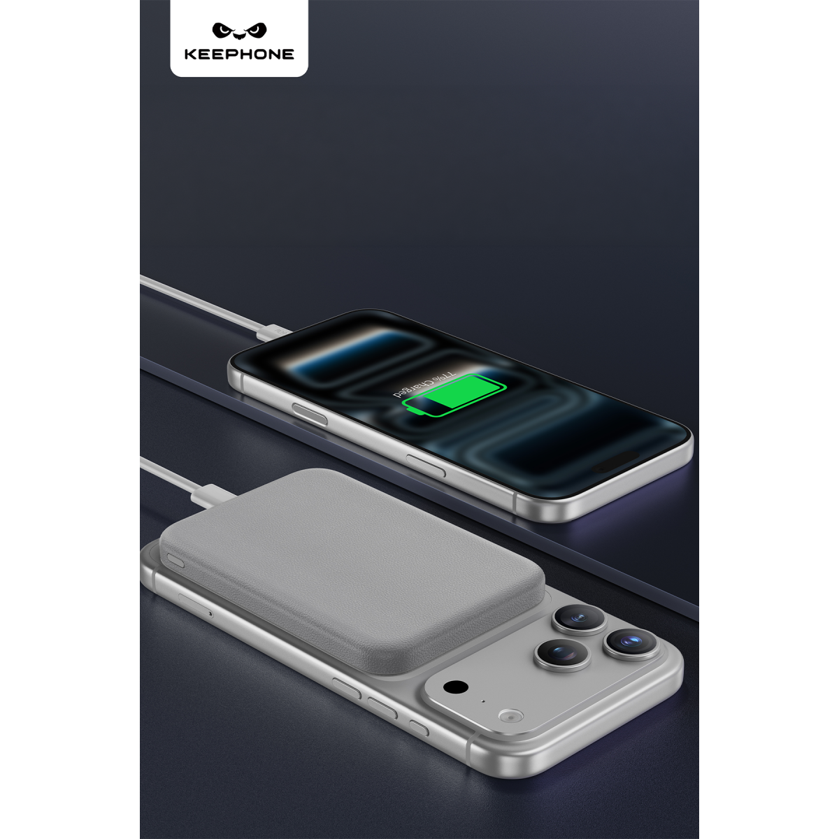 Keephone PB57 Peekaboo 5.000 mAh 20W PD ve 15W MagSafe Uyumlu Powerbank - Turuncu