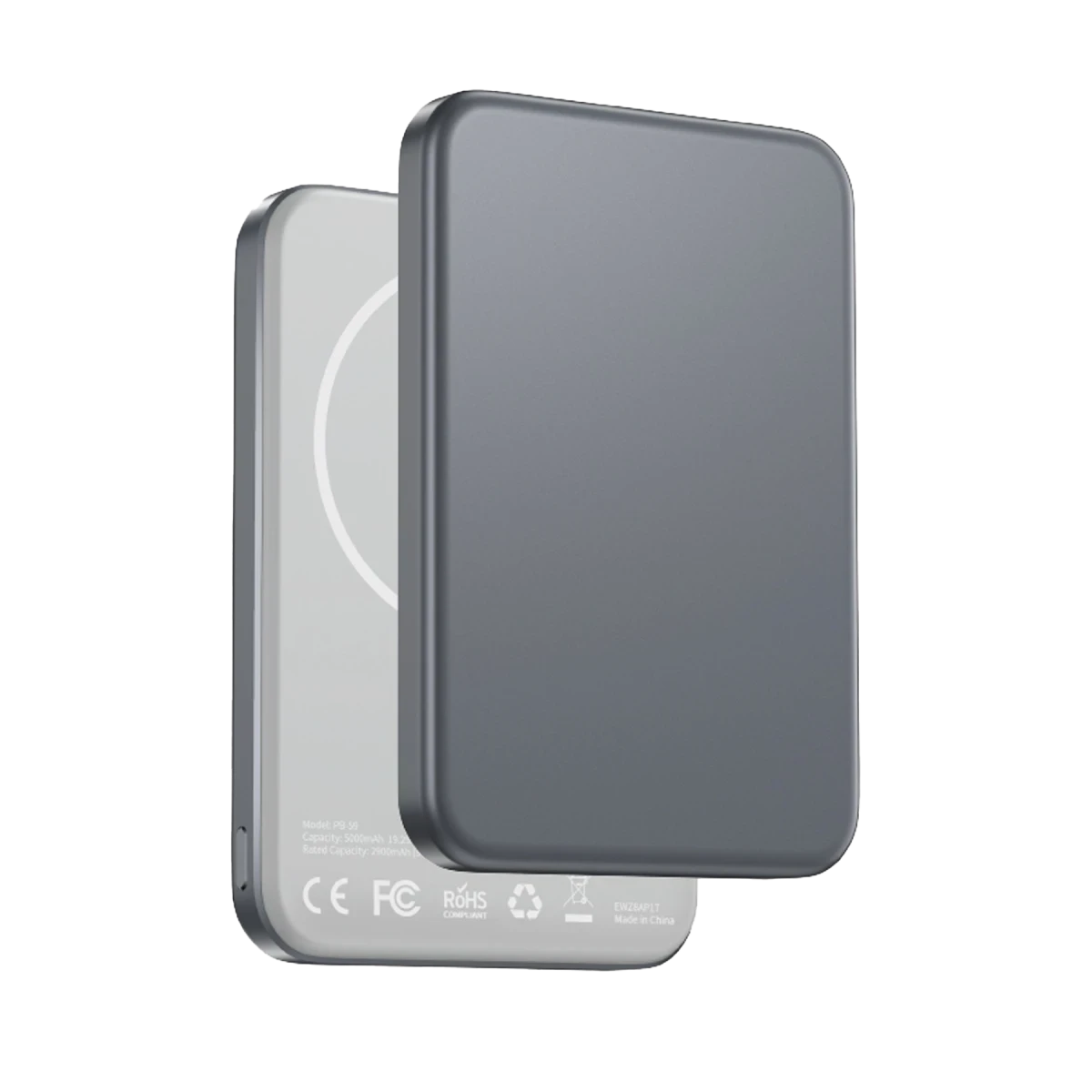 Keephone PB59 Glossey 5.000 mAh 20W Type-C ve 15W Kablosuz Şarj Destekli Magsafe Powerbank - Titanyum Gri