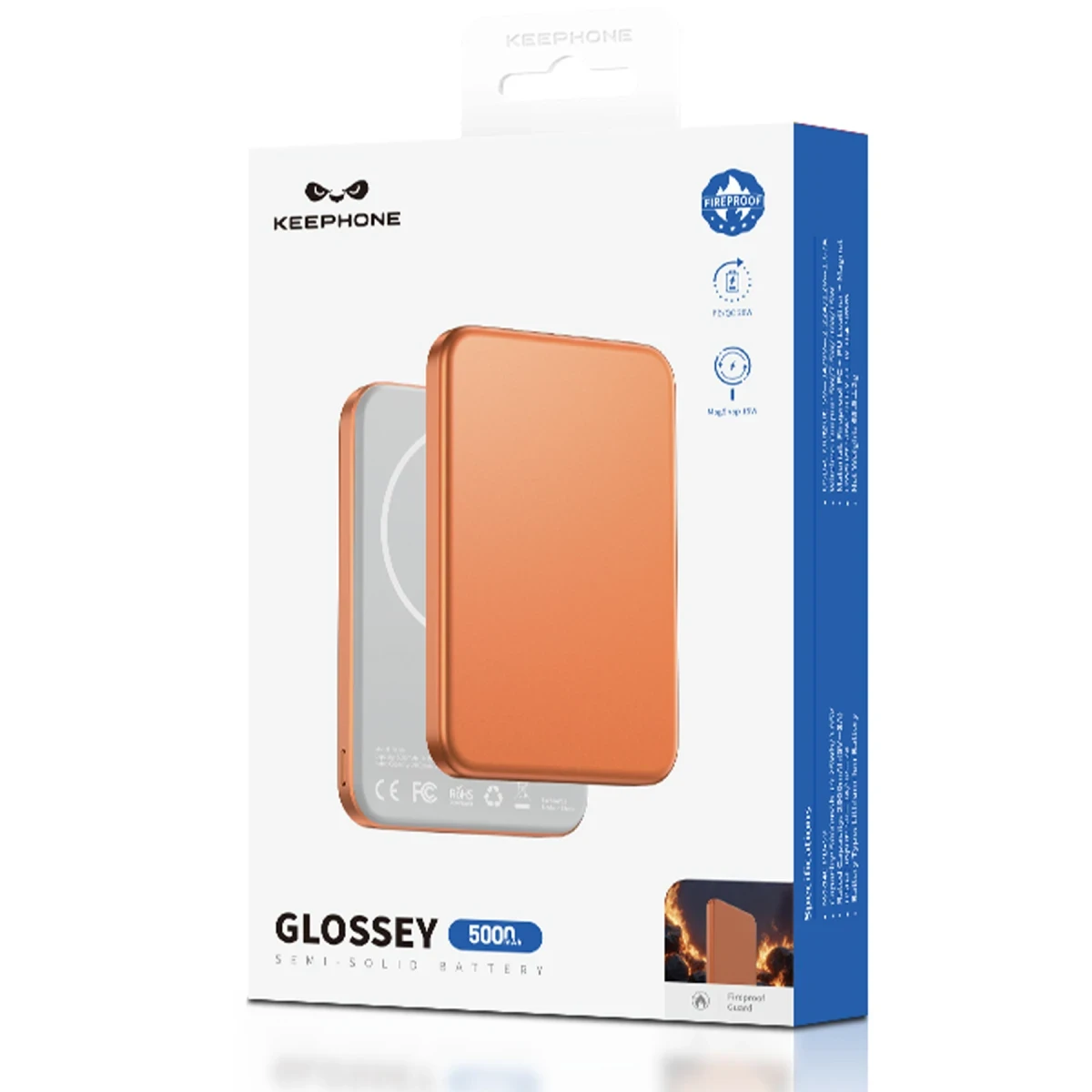 Keephone PB59 Glossey 5.000 mAh 20W Type-C ve 15W Kablosuz Şarj Destekli Magsafe Powerbank - Titanyum Gri